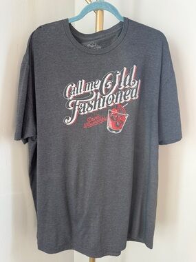 Drink Wisconsinbly Call Me Old Fashioned Graphic T-Shirt Gray 2XL Cocktail Tee